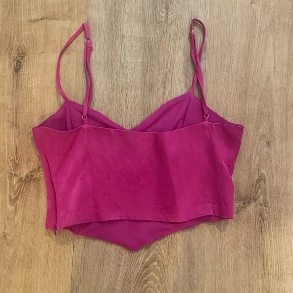 Zara Bustier Crop Top Pink Medium Satin - Picture 2 of 5
